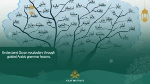 Arabic root system word tree showing vocabulary derived from a single three-letter root