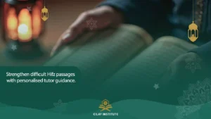 Student reviewing mutashabihat in Quran memorization from an open Mushaf
